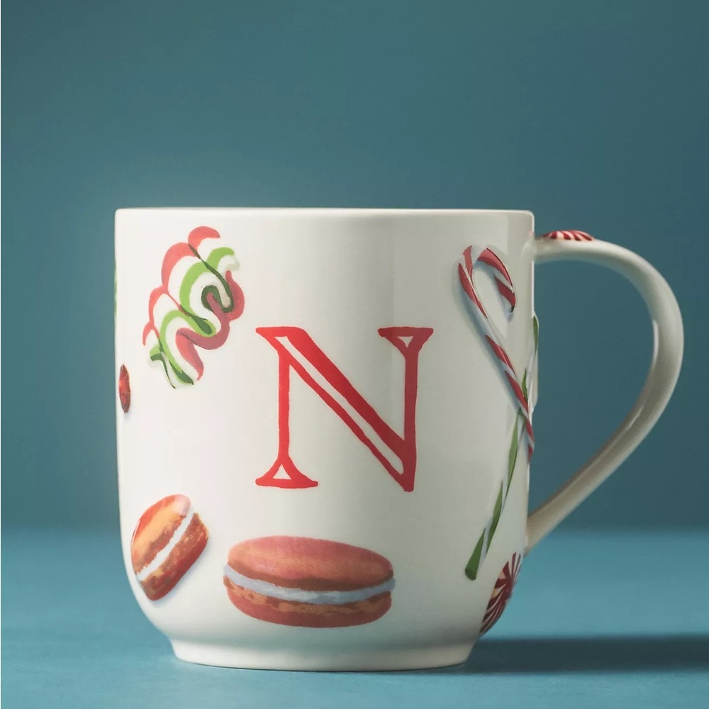 Anthropologie HOLIFAYE STONEWARE MONOGRAM MUG Style No. 92829613 Letter N